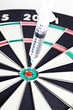 Syringes stuck in a dartboard