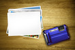 blue camera blank photo