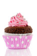 canvas print picture - Chocolate cupcake with pink butter icing