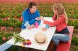 Young couple is having picnic