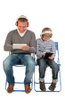 Father and son playing