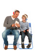 Father and son playing