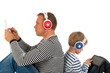 Father and son playing