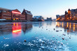 Old town in Gdansk with Motlawa river at dusk, Poland
