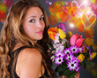 Photo: Springtime: young, beautiful woman with spring flowers Springtime: young, beautiful woman with spring flowers
