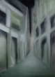 nightly blurred lane - original oil on wood nightly blurred lane - original oil on wood
