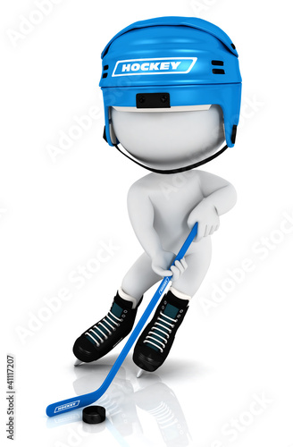 Illustration: 3d white people playing hockey 3d white people playing hockey