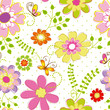 Springtime colorful flower seamless pattern