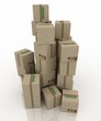 Photo en ligne au meilleur prix Cardboard boxes on white background