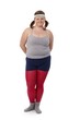 Fat woman in sportswear smiling