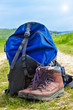 Rucksack und Wanderstiefel