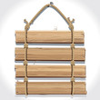 Wooden sign with rope hanging on a nail. Wooden sign with rope hanging on a nail.