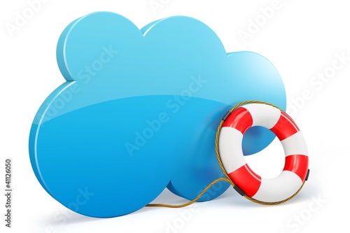 Illustration: 3d cloud computing backup rescue data on white background 3d cloud computing backup rescue data on white background