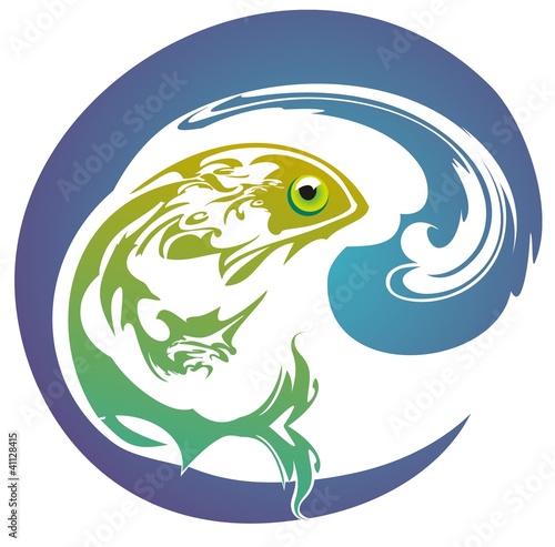 Vector: Fish with wave Fish with wave