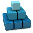 Abstract layered 3d blue business pyramid made of cubes Abstract layered 3d blue business pyramid made of cubes