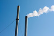 heating boiler chimney smoky in blue sky background