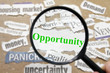 Photo: News headlines and magnifying glass with Opportunity text News headlines and magnifying glass with Opportunity text