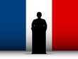 France Speech Tribune Silhouette with Flag Background