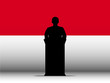 Monaco Speech Tribune Silhouette with Flag Background