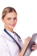 Portrait of girl doctor with folder