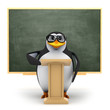 3d Penguin with glasses takes the class