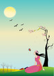Illustration of a dreamy girl