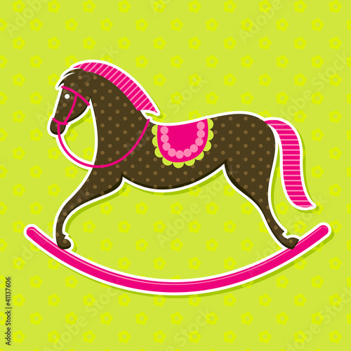 Vector: Vector Rocking Horse Baby Card Vector Rocking Horse Baby Card