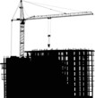isolated single crane and building