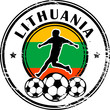 Stamp with football and name Lithuania, vector illustration