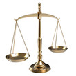 Gold scales of justice isolated on white background.