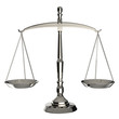 Silver scales of justice isolated on white background.