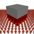 Poland flag cube surrounded by people illustration