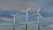 Animierte Windräder mit Wolken