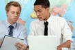 canvas print picture - Two young adults preparing student presentation