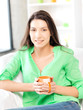 lovely woman with mug