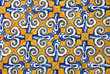 Ceramic tiles in yellow and blue
