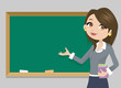 Teacher in front of chalkboard