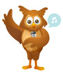 Vector: mascot owl - singing mascot owl - singing