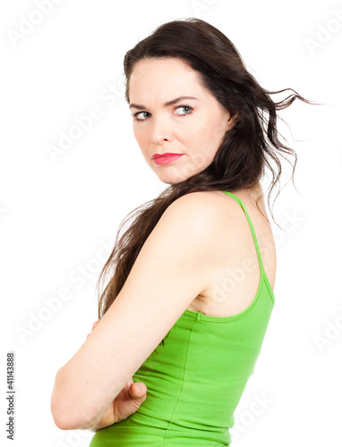 Photo: Close-up of jealous woman Close-up of jealous woman