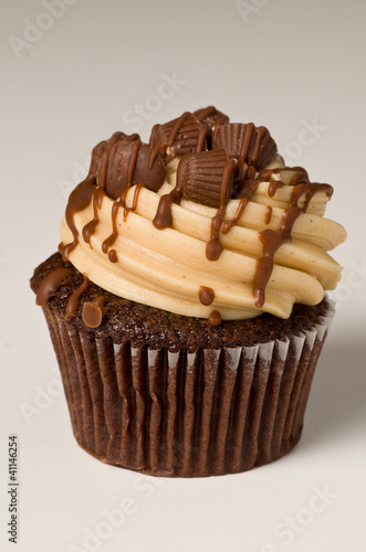 Photo: Peanut Butter Cupcake on White Peanut Butter Cupcake on White