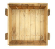 Top view of old wooden box isolated on white background