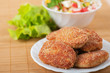 Burgers and crab salad with mayonnaise