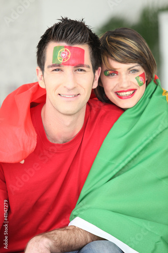 Photo: Portuguese soccer fans Portuguese soccer fans