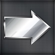 Arrow sign on a metal background.