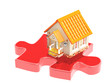 3d house and part of a puzzle 3d house and part of a puzzle