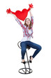 Beautiful girl with A red plush heart