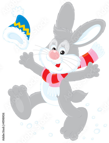 Vektor: Bunny with a cap and scarf Bunny with a cap and scarf