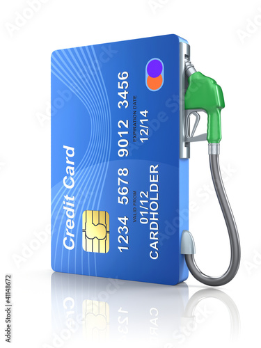 Illustration: Credit card with gas nozzle Credit card with gas nozzle