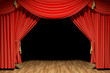 Red stage theater velvet drapes