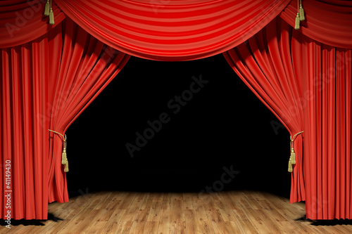 Illustration: Red stage theater velvet drapes Red stage theater velvet drapes